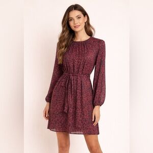 Cloth & Stone Burgundy and Black Long Sleeve Mini Dress